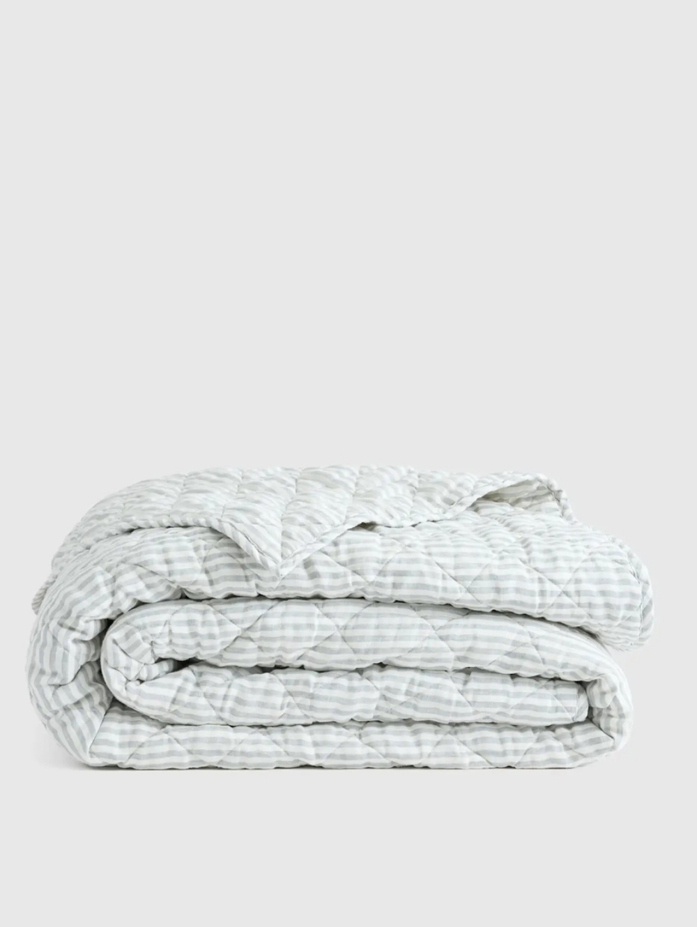 Quince Euro Linen Dream Quilt Striped Fog and White NWT